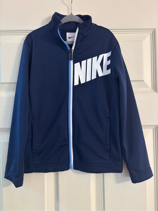 Nike Other - Nike Navy Jacket with White Logo and Light Blue Trim